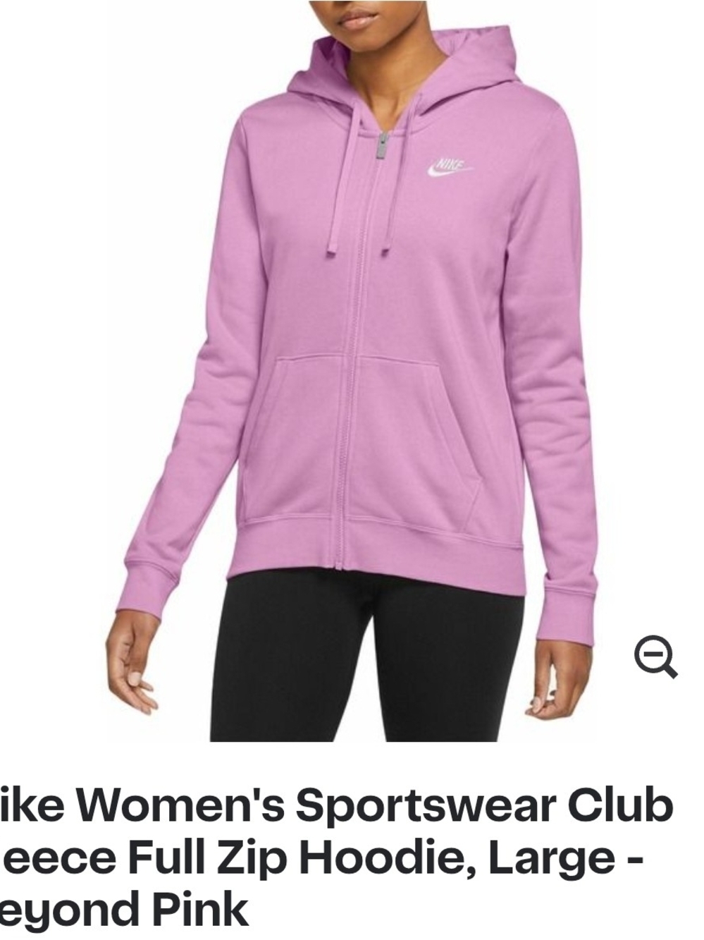 Nike Women's Sportswear Club Fleece Full Zip Hoodie, Med Beyond Pink